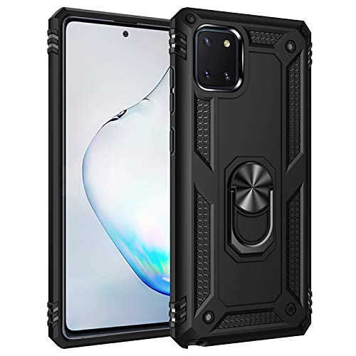 BestST Hülle für Samsung Galaxy Note 10 Lite/A81/M60S Cover, HD schutzfolie, Armor Stoßfest TPU PC Schutzhülle Ringhalter Handytasche Case Handy Hüllen, Schwarz von BestST