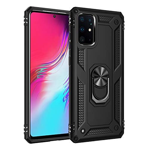 BestST Hülle für Samsung Galaxy S20 Plus/Galaxy S20+ Cover, HD schutzfolie, Armor Stoßfest TPU PC Schutzhülle Ringhalter Handytasche Case Handy Hüllen, Schwarz von BestST