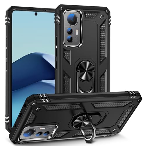BestST Hülle für Xiaomi 12 Lite Cover + HD schutzfolie, Armor Stoßfest TPU PC Schutzhülle Ringhalter Handytasche Case Handy Hüllen, Schwarz BestST Hülle für Xiaomi 12 Lite Cover + HD schutzfolie, Armor Stoßfest TPU PC Schutzhülle Ringhalter Handytasche Case Handy Hüllen, Schwarz von BestST