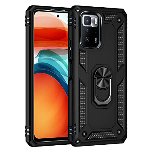 BestST Hülle für Xiaomi Poco X3 GT Cover, HD schutzfolie, Armor Stoßfest TPU PC Schutzhülle Ringhalter Handytasche Case Handy Hüllen, Schwarz von BestST