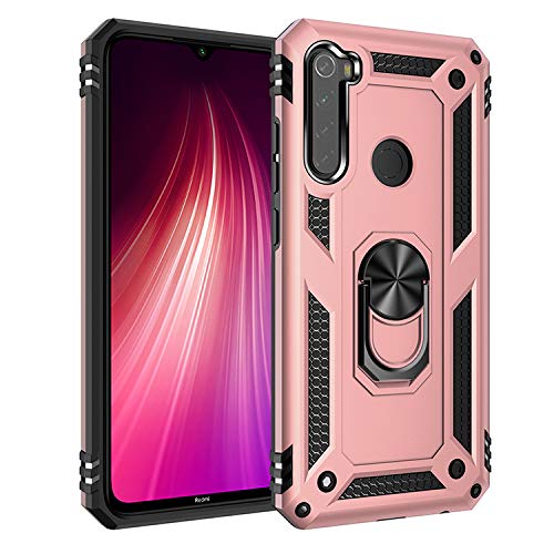 BestST Hülle für Xiaomi Redmi Note 8, Displayschutz 360 Grad Drehbar Ringhalter mit Magnetischer Handyhalter Auto Handyhülle für Xiaomi Redmi Note 8- Rose-Gold von BestST