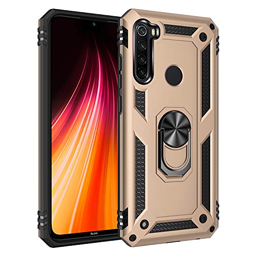 BestST Hülle für Xiaomi Redmi Note 8T Premium Hart PC 360 Grad Hülle Redmi Note 8T Hülle + Displayschutz,360°drehbarer Smartphone Fingerhalter Case Weiche Silikon TPU Hart PC Hülle,Gold von BestST