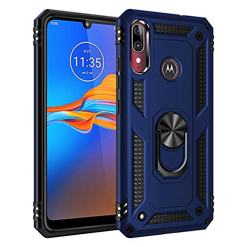 BestST Moto E6 Plus Hülle, Moto E6 Plus Schutzhülle, Schlank Handyhülle Stoßfest Schutz TPU Doppelstruktur Fall Harte Rüstung Cover case Schale für Moto E6 Plus mit Ständer(Blau) von BestST