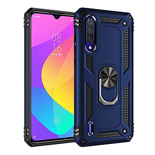 BestST Xiaomi Mi CC9E/A3 Hülle, Xiaomi Mi CC9E/A3 Schutzhülle, Schlank Handyhülle Stoßfest Schutz TPU Doppelstruktur Fall Harte Rüstung Cover case Schale für Xiaomi Mi CC9E/A3 mit Ständer(Blau von BestST