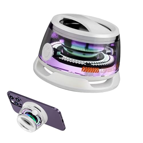 Magnetischer Bluetooth-Lautsprecher, G200 Tragbarer Bluetooth-Lautsprecher, mit Multi-RGB-Farblicht, IPX5 Wasserdicht, 3D-Raumklang, Telefonhalter, Mini Musikbox für Reisen, Outdoor, Fahrrad (Weiß) von BestYiJo