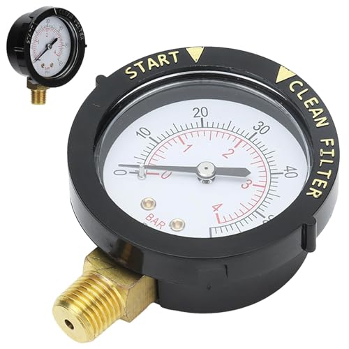 Manometer Wasser 0-4 Bar, Manometer 1/4 Zoll, Manometer für Pool Filter 0-60 PSI, Druckluft Manometer 1/4 BSP-Messinganschluss, Manometer für Sandfilteranlage, Dual-Scale-Manometer, Wasser, Öl und Gas Manometer Wasser 0-4 Bar, Manometer 1/4 Zoll, Manometer für Pool Filter 0-60 PSI, Druckluft Manometer 1/4 BSP-Messinganschluss, Manometer für Sandfilteranlage, Dual-Scale-Manometer, Wasser, Öl und Gas von BestYiJo