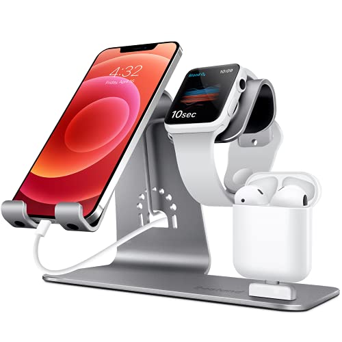 Bestand 3 in 1 Aluminium Phone Stand, Ladestation, Dock Kompatibel mit iPhone, Apple Watch, Airpods and Other Smartphone - Grau von Bestand