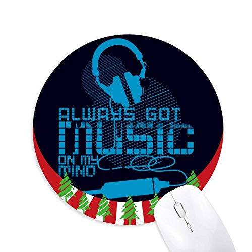 Blue Headset Musik Crazy Pattern Round Rubber Maus Pad Weihnachtsdekoration von Bestchong