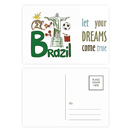 Brasilien National-Symbol Wahrzeichen Muster Dream Come True Postkarten-Set Dankeskarte Versandseite 20 Stück von Bestchong