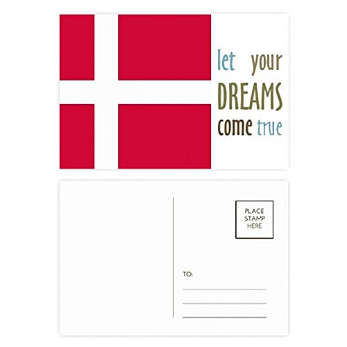 Dänemark Nationalflagge Europa Land Dream Come True Postkarten-Set Dankeskarte Versandseite 20 Stück von Bestchong