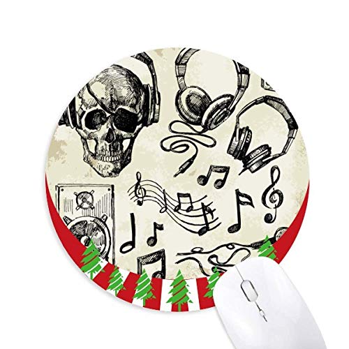 Kopfhörer Musik Instrument Muster rund Gummi Maus Pad Weihnachtsdekoration von Bestchong