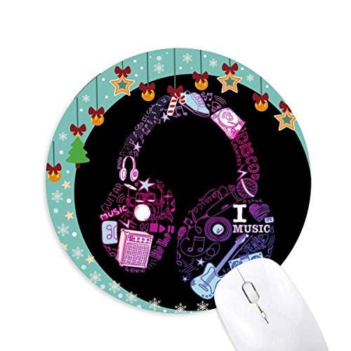 Pink Blue Headset Music Pattern Mouse Pad Jingling Bell Round Rubber Mat von Bestchong