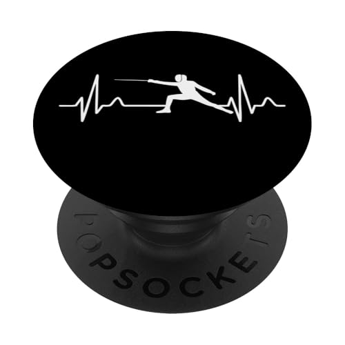 Fencing Heartbeat EKG Pulse PopSockets Klebender PopGrip von Beste Fechten Geschenke Für Fechter Fencing