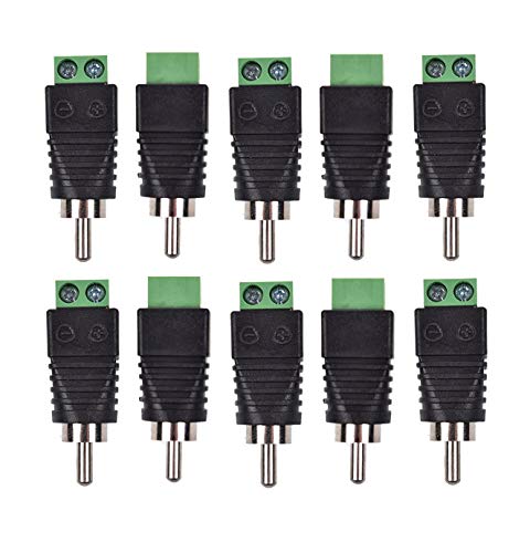 Bestga Cinch-Stecker, Cinch-Stecker auf AV-Schraubklemme, Audio-Video-Stecker-Adapter für Überwachungskamera-System, 10 Stück von Bestga