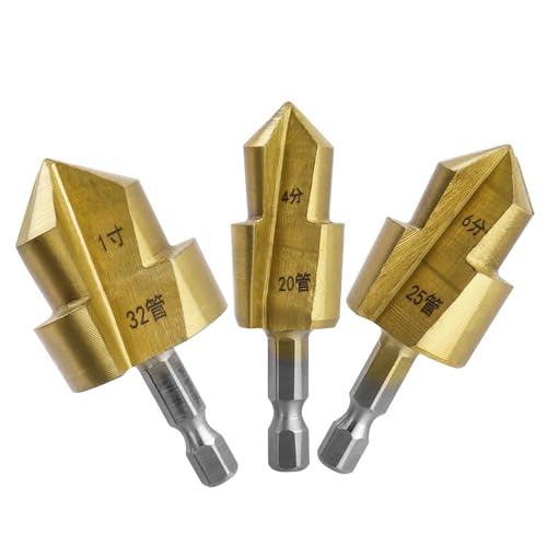 Bestgle 3 Packungen 1/4-Zoll-Sechskantschaft PPR Hebe-Stufenbohrer-Set, Titanbeschichtetes Wasserrohr-Erweiterungsbohrer, Reibungs-Reparaturwerkzeug, 20/25/32 mm Bestgle 3 Packungen 1/4-Zoll-Sechskantschaft PPR Hebe-Stufenbohrer-Set, Titanbeschichtetes Wasserrohr-Erweiterungsbohrer, Reibungs-Reparaturwerkzeug, 20/25/32 mm von Bestgle