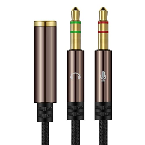 Bestgle Adapter Mikrofon und Kopfhörer, doppelter Kopfhöreranschluss, Audio-Splitter für Mikrofon, 1 x 3,5 mm auf 2 x 3,5 mm Klinkenstecker 3,5 mm von Bestgle