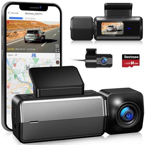 Bestsee 4k Dash cam Front and Rear Wireless with WiFi, Dual Dashcam with GPS, Car Camera Dash cam with 24h Parking Mode, 1.47” IPS Display, Mini Design, WDR, G-Sensor, Loop Recording, App Control von Bestsee