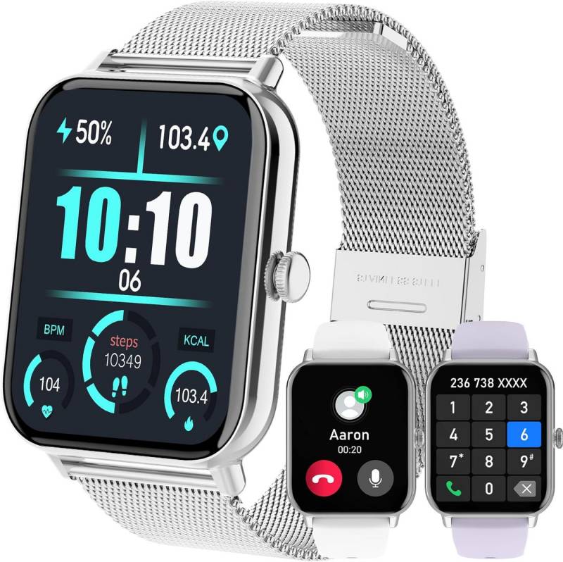 Betatree Damen's & Herren's Anruf und WhatsApp Funktion 120+ Sportmodus Smartwatch (1,85 Zoll, Android/iOS), mit Herzfrequenzmesser, Schlafüberwachung Blutdruckmessung LCD-Display von Betatree