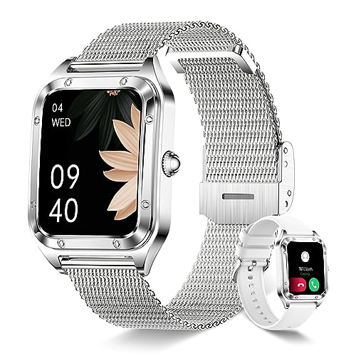 Betatree Smartwatch Damen, 1,6'' Smart Watch mit Bluetooth Anrufe, Fitness Tracker mit 19 Sportmodi, Herzfrequenz, Schlafmonitor, Schrittzähler, Wasserdicht Sportuhr für iOS Android Silber von Betatree