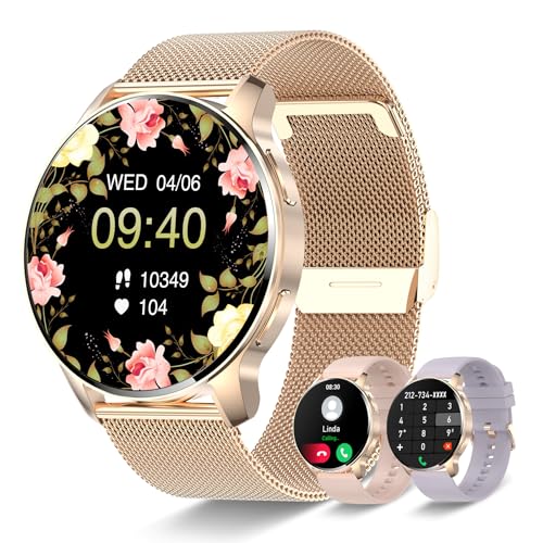 Betatree Smartwatch Frauen Damen mit Call, 1.32" Smart Watch mit Blutdruck SpO2 Schlaf Herzfrequenzmesser, 20 Sport Fitness Tracker Stoppuhr Schrittzähler Uhr für Android iOS von Betatree