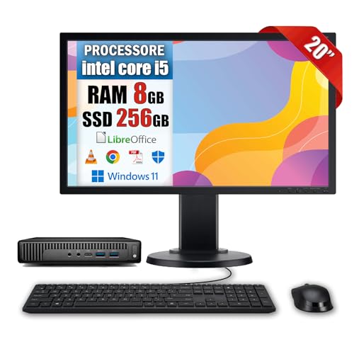 Betazon Kompletter Arbeitsplatz • PC Mini Desktop i5 • RAM 8 GB SSD 256 GB • Monitor 20 Zoll HD • Win 11 und Libre Office • Inklusive Monitor, Maus und Tastatur (überholt) von Betazon
