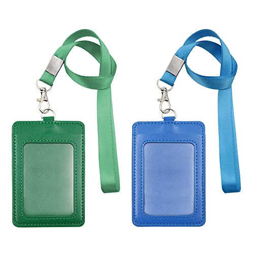 2 Stück Vertikale Doppelseitiger Ausweishülle Pu Leder, Ausweishalter Leder Doppelseitig, Ausweishülle Doppelseitig Leder, Kartenhalter ID Card Holder Mit, Id Kartenhalter Mit Band von Betinyar