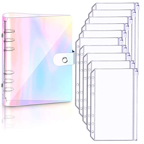 A5 Notizbuchhülle aus weichem PVC und 10 Stück A5 Notizbücher für lose Blätter, lose Blätter, persönlicher Planer, Binder, wasserdicht, Regenbogenfarben von Betinyar