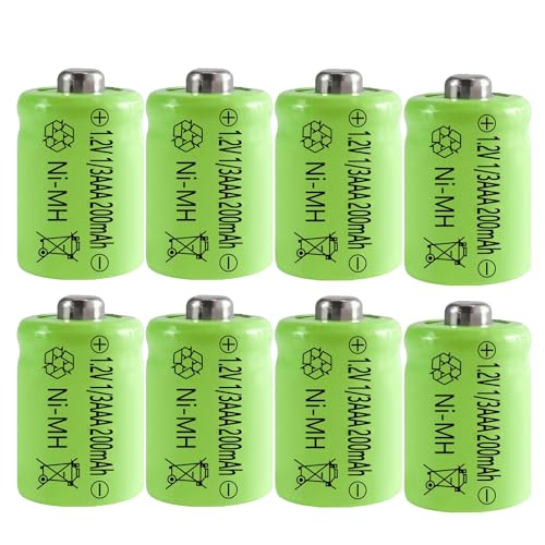 Wiederaufladbare NiMH-Akkus mit Knopfleiste, 1,2 V, 1/3 AAA 200 mAh, für Solar-Kunstlicht, Stirnlampe, Spielzeug, Gasherd, Rasierer von Betmaxful