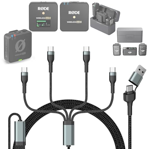 Betschkim 4-in-2-USB-C-Kabel, Ersatz für DJI Mic 2, Mikrofon, Rode Wireless Go II Mikrofonsystem, 3 A schnelles geflochtenes Nylon-Ladekabel mit 4 Typ-C-Steckern – 1,5 m von Betschkim