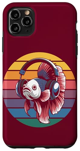 Vintage Betta Fish DJ Kopfhörer Betta Fish Hülle für iPhone 11 Pro Max von Betta Fish Lover Gifts & Aquatic Tees