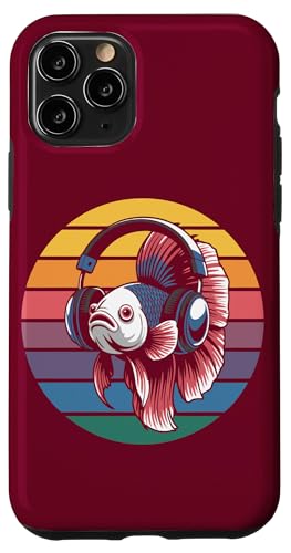 Vintage Betta Fish DJ Kopfhörer Betta Fish Hülle für iPhone 11 Pro von Betta Fish Lover Gifts & Aquatic Tees