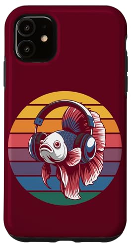 Vintage Betta Fish DJ Kopfhörer Betta Fish Hülle für iPhone 11 von Betta Fish Lover Gifts & Aquatic Tees
