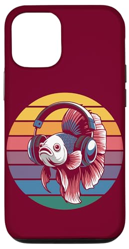 Vintage Betta Fish DJ Kopfhörer Betta Fish Hülle für iPhone 12/12 Pro von Betta Fish Lover Gifts & Aquatic Tees