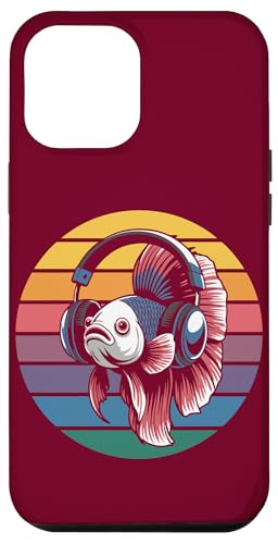 Vintage Betta Fish DJ Kopfhörer Betta Fish Hülle für iPhone 12 Pro Max von Betta Fish Lover Gifts & Aquatic Tees