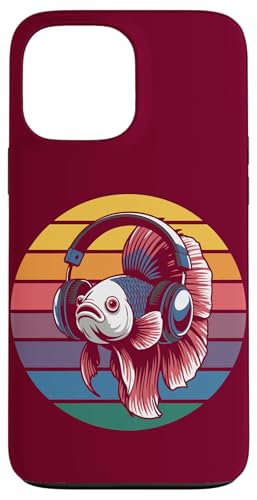 Vintage Betta Fish DJ Kopfhörer Betta Fish Hülle für iPhone 13 Pro Max von Betta Fish Lover Gifts & Aquatic Tees