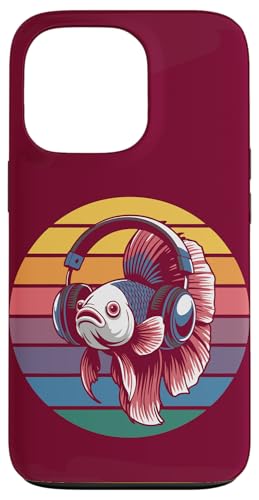 Vintage Betta Fish DJ Kopfhörer Betta Fish Hülle für iPhone 13 Pro von Betta Fish Lover Gifts & Aquatic Tees