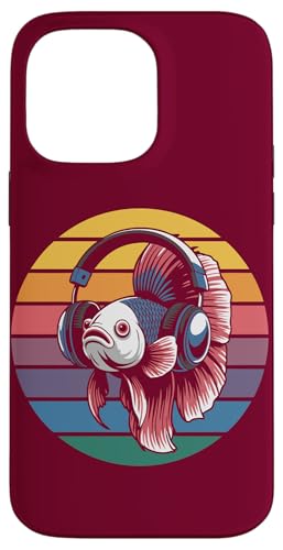 Vintage Betta Fish DJ Kopfhörer Betta Fish Hülle für iPhone 14 Pro Max von Betta Fish Lover Gifts & Aquatic Tees
