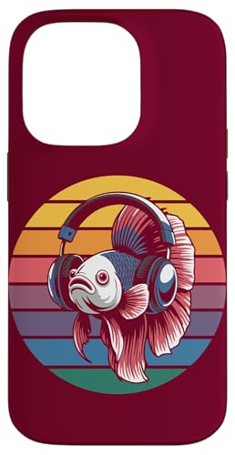 Vintage Betta Fish DJ Kopfhörer Betta Fish Hülle für iPhone 14 Pro von Betta Fish Lover Gifts & Aquatic Tees