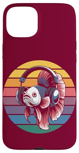 Vintage Betta Fish DJ Kopfhörer Betta Fish Hülle für iPhone 15 Plus von Betta Fish Lover Gifts & Aquatic Tees