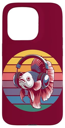 Vintage Betta Fish DJ Kopfhörer Betta Fish Hülle für iPhone 15 Pro von Betta Fish Lover Gifts & Aquatic Tees