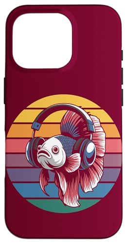 Vintage Betta Fish DJ Kopfhörer Betta Fish Hülle für iPhone 16 Pro von Betta Fish Lover Gifts & Aquatic Tees