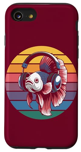 Vintage Betta Fish DJ Kopfhörer Betta Fish Hülle für iPhone SE (2020) / 7 / 8 von Betta Fish Lover Gifts & Aquatic Tees