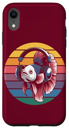 Vintage Betta Fish DJ Kopfhörer Betta Fish Hülle für iPhone XR von Betta Fish Lover Gifts & Aquatic Tees