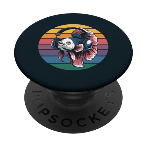 Vintage Betta Fish DJ Kopfhörer Betta Fish PopSockets Klebender PopGrip Vintage Betta Fish DJ Kopfhörer Betta Fish PopSockets Klebender PopGrip von Betta Fish Lover Gifts & Aquatic Tees