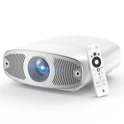 Bettdow 4K Beamer [Google TV], 1080P Vollständig Versiegelter Smart-Projektor, Autofokus/Trapezkorrektur, Video Beamer Heimkino Unterstützt Google Voice Assistant & Dolby Audio, Weiß von Bettdow