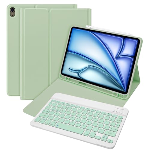 Bettdow für iPad Air 5 Gen 2022/Air 4 Gen 2020 Tastatur Hülle, Deutsch QWERTZ Layout Magnetisch Abnehmbarer Tastatur, Hülle mit Stifthalter für iPad Air 10,9 Zoll 2020/2022, Grün von Bettdow
