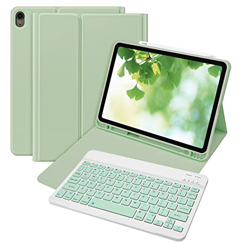 Bettdow für iPad Air 5 Gen 2022/Air 4 Gen 2020 Tastatur Hülle, Deutsch QWERTZ Layout Magnetisch Abnehmbarer Tastatur, Hülle mit Stifthalter für iPad Air 10,9 Zoll 2020/2022, Grün von Bettdow