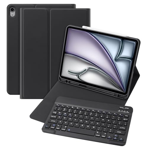Bettdow für iPad Air 5 Gen 2022/Air 4 Gen 2020 Tastatur Hülle, Deutsch QWERTZ Layout Magnetisch Abnehmbarer Tastatur, Hülle mit Stifthalter für iPad Air 10,9 Zoll 2020/2022, Schwarz von Bettdow