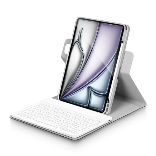 Bettdow für iPad Air 11 Zoll M3 2025/ M2 2024 Tastatur Hülle, Hoch-/Querformat Verwenden, QWERTZ Layout Abnehmbarer Tastatur mit Hülle für Air 7./6.Gen 11"/ Air 5.Gen/4.Gen 10.9", Grau von Bettdow