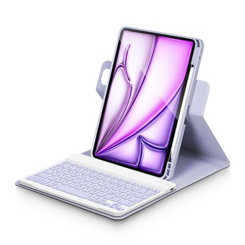 Bettdow für iPad Air 11 Zoll M3 2025/ M2 2024 Tastatur Hülle, Hoch-/Querformat Verwenden, QWERTZ Layout Abnehmbarer Tastatur mit Hülle für Air 7./6.Gen 11"/ Air 5.Gen/4.Gen 10.9", Lila von Bettdow